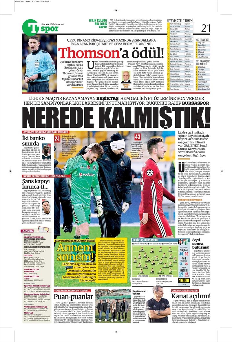 10 Aralık 2016 | İşte gazetelerin Beşiktaş manşetleri - Görsel 2