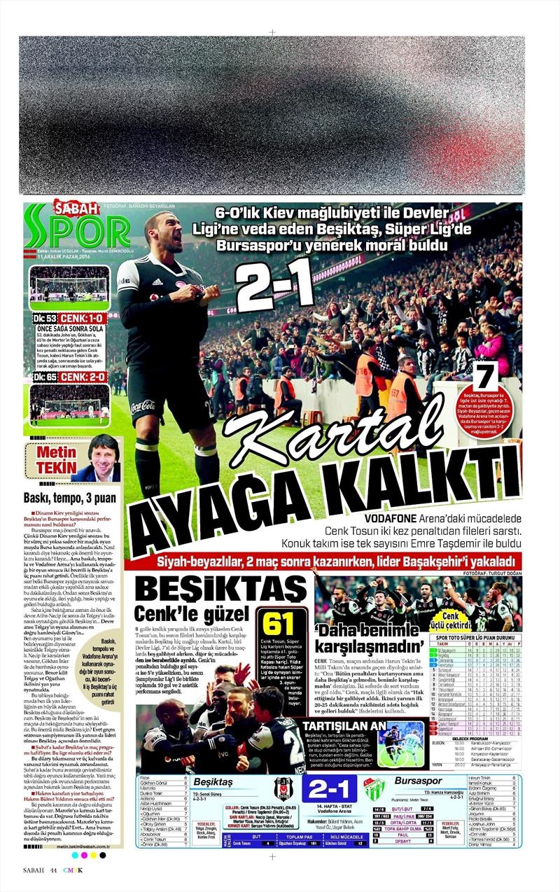 Beşiktaş'ın Bursaspor galibiyeti gazetelere böyle yansıdı - Görsel 11