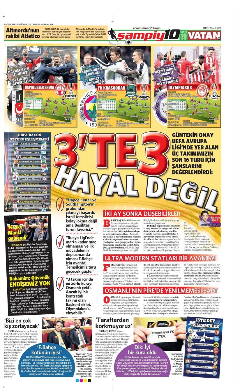 13 Aralık 2016 | İşte gazetelerin Beşiktaş manşetleri - Görsel 14
