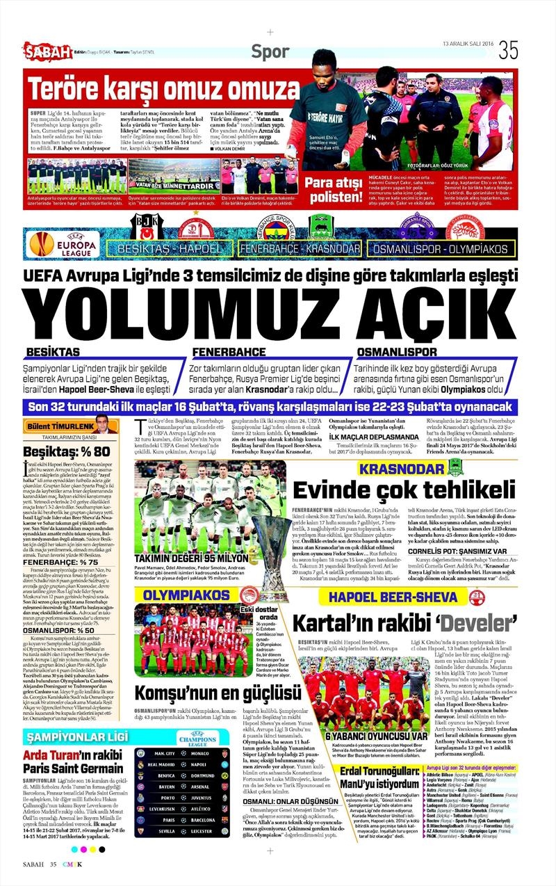 13 Aralık 2016 | İşte gazetelerin Beşiktaş manşetleri - Görsel 8