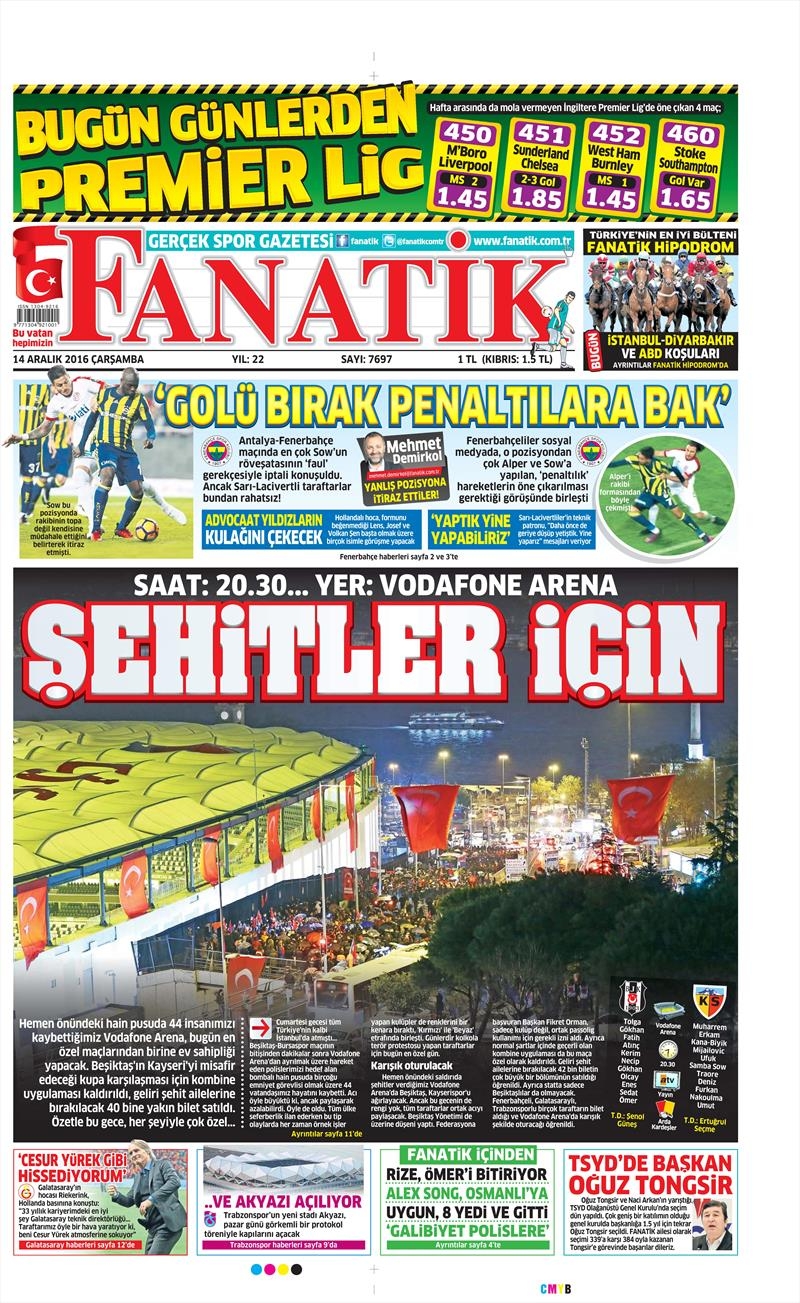 14 Aralık 2016 | İşte gazetelerin Beşiktaş manşetleri - Görsel 1