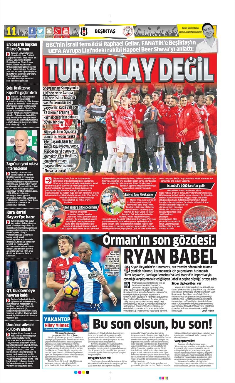 14 Aralık 2016 | İşte gazetelerin Beşiktaş manşetleri - Görsel 2