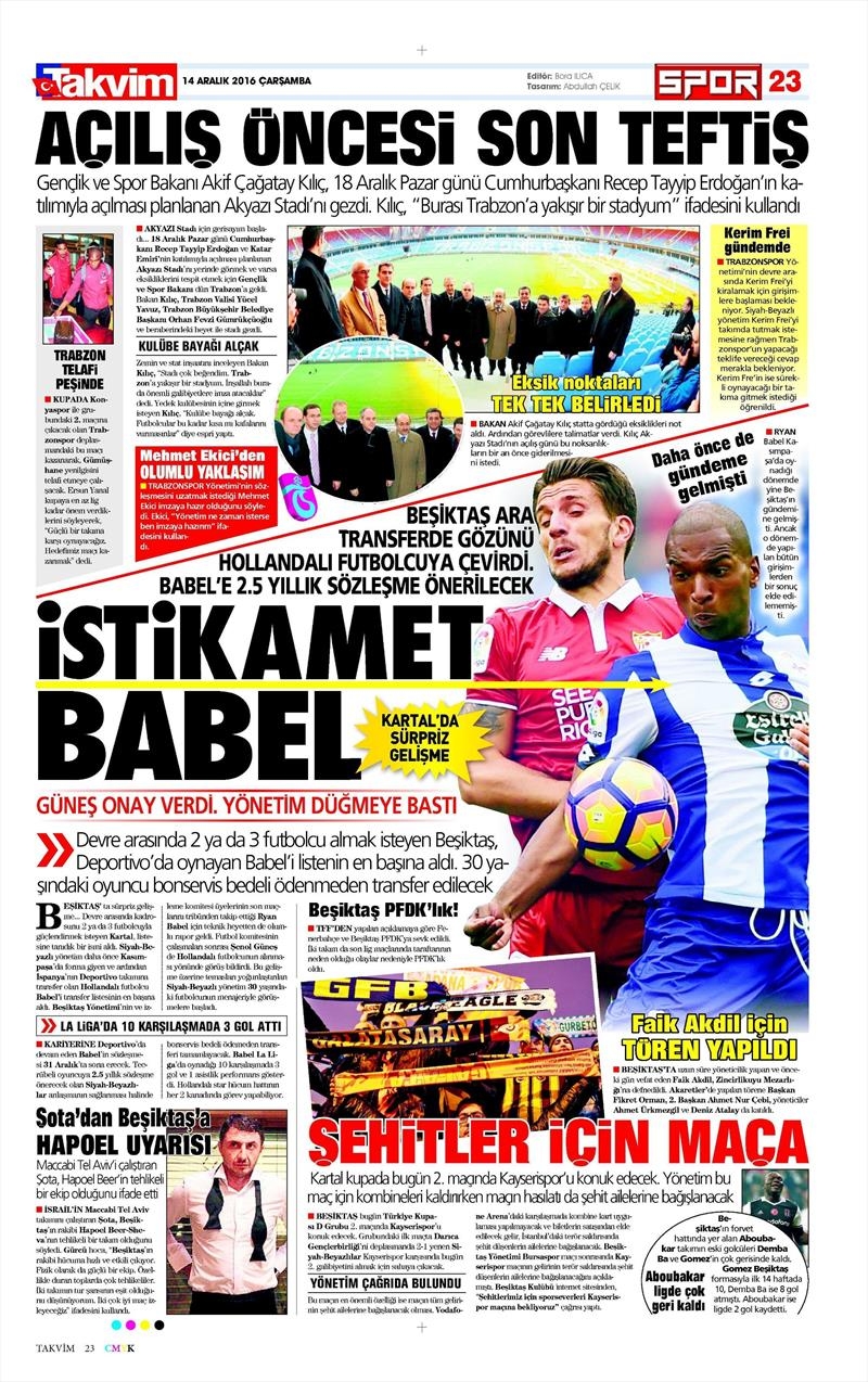14 Aralık 2016 | İşte gazetelerin Beşiktaş manşetleri - Görsel 7