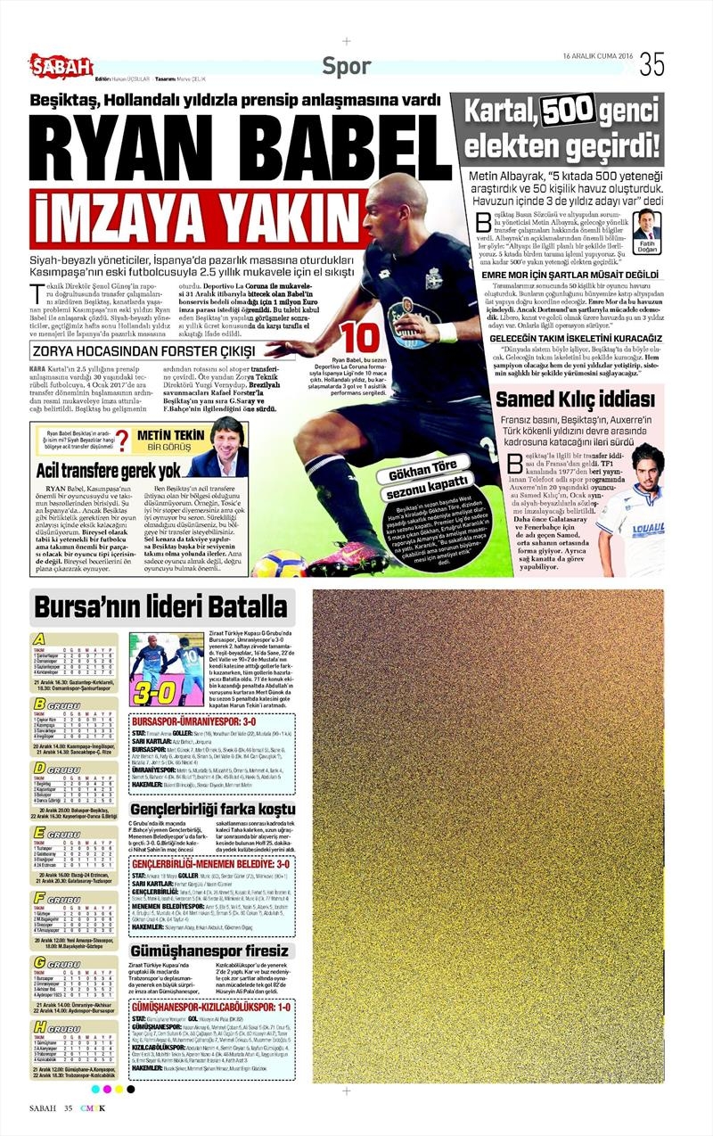 16 Aralık 2016 | İşte gazetelerin Beşiktaş manşetleri - Görsel 9