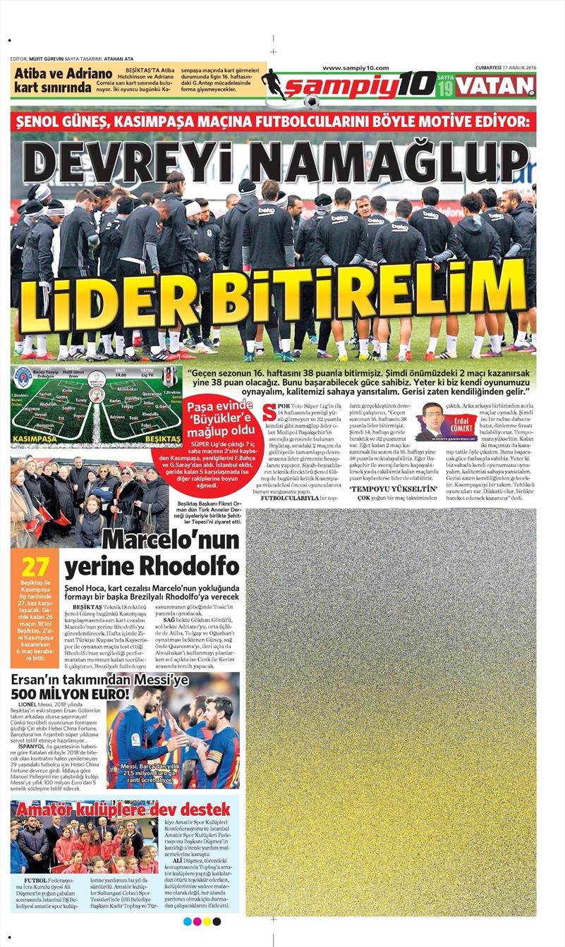 17 Aralık 2016 | İşte gazetelerin Beşiktaş manşetleri - Görsel 1