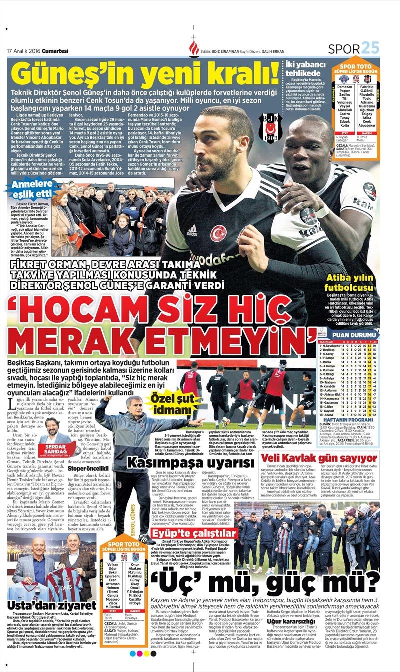 17 Aralık 2016 | İşte gazetelerin Beşiktaş manşetleri - Görsel 8