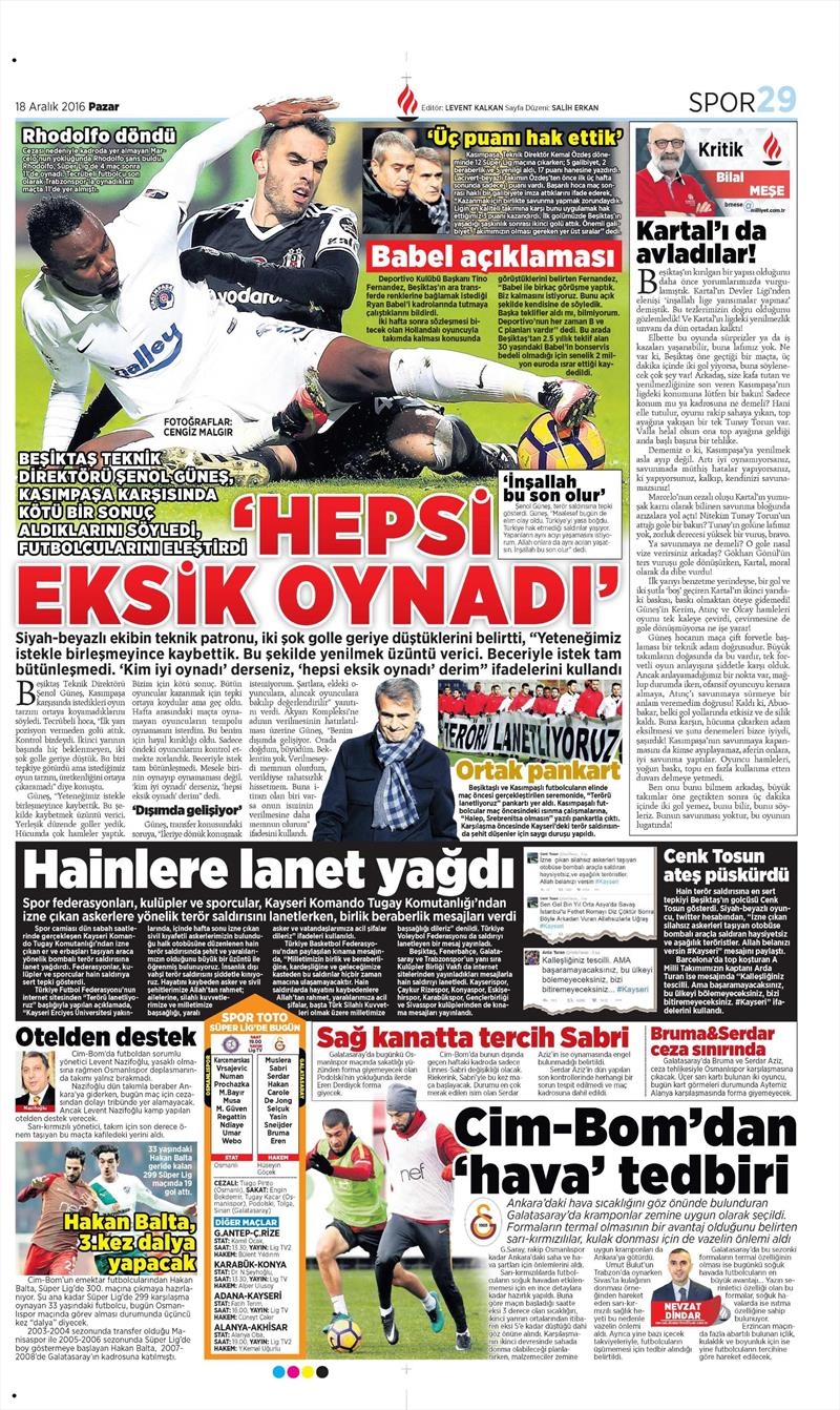 18 Aralık 2016 | İşte gazetelerin Beşiktaş manşetleri - Görsel 13