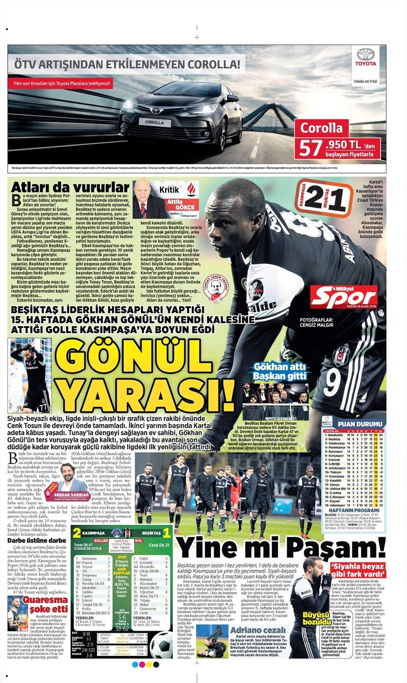 18 Aralık 2016 | İşte gazetelerin Beşiktaş manşetleri - Görsel 14