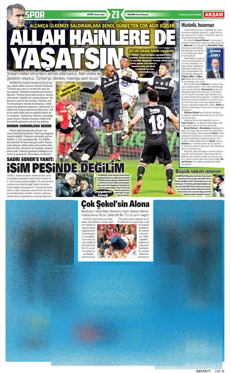 18 Aralık 2016 | İşte gazetelerin Beşiktaş manşetleri - Görsel 22