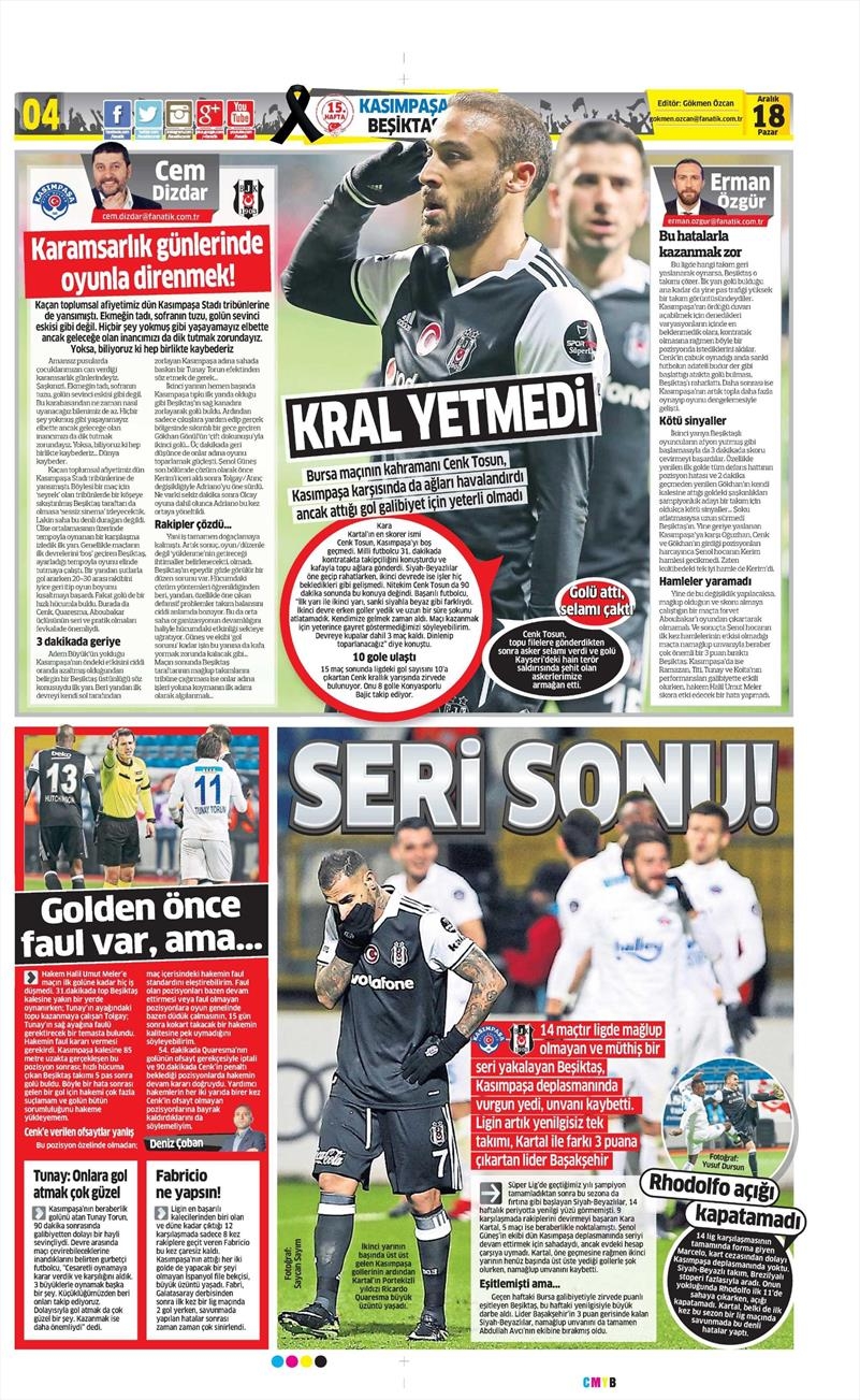 18 Aralık 2016 | İşte gazetelerin Beşiktaş manşetleri - Görsel 25