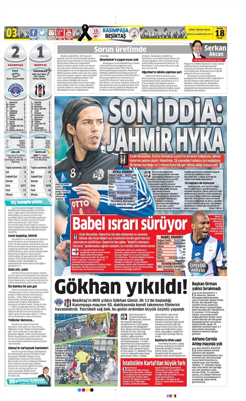 18 Aralık 2016 | İşte gazetelerin Beşiktaş manşetleri - Görsel 26