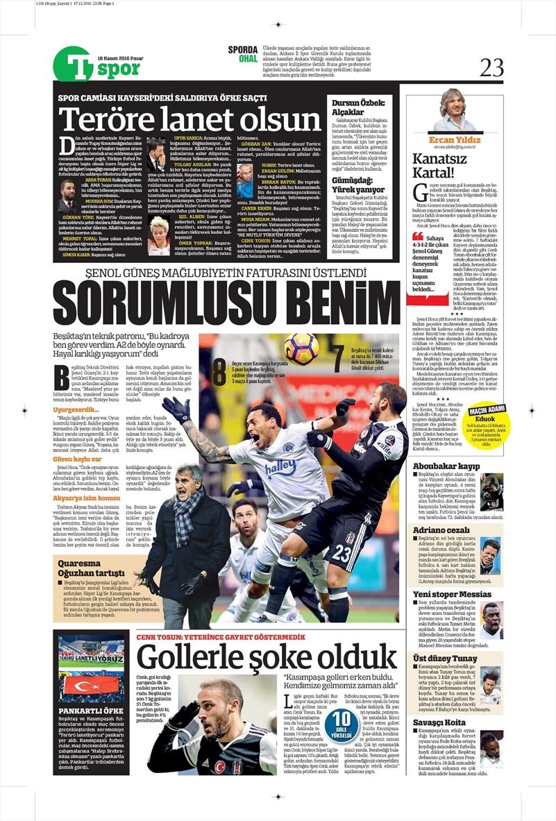 18 Aralık 2016 | İşte gazetelerin Beşiktaş manşetleri - Görsel 3