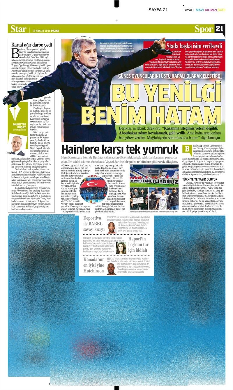 18 Aralık 2016 | İşte gazetelerin Beşiktaş manşetleri - Görsel 8