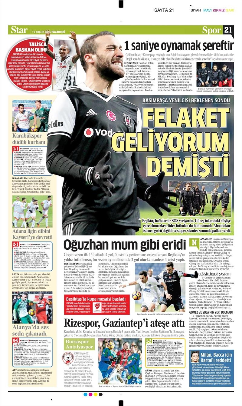 19 Aralık 2016 | İşte gazetelerin Beşiktaş manşetleri - Görsel 14