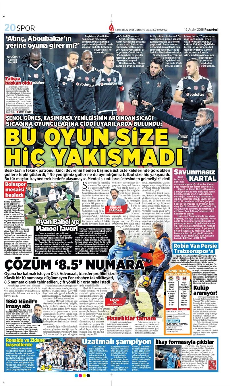 19 Aralık 2016 | İşte gazetelerin Beşiktaş manşetleri - Görsel 7