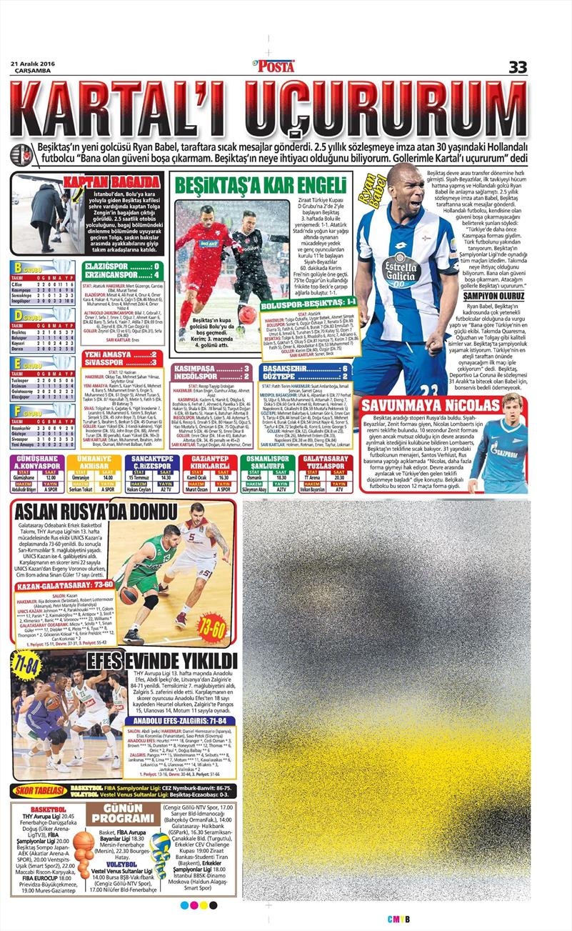 21 Aralık 2016 | İşte gazetelerin Beşiktaş manşetleri - Görsel 8
