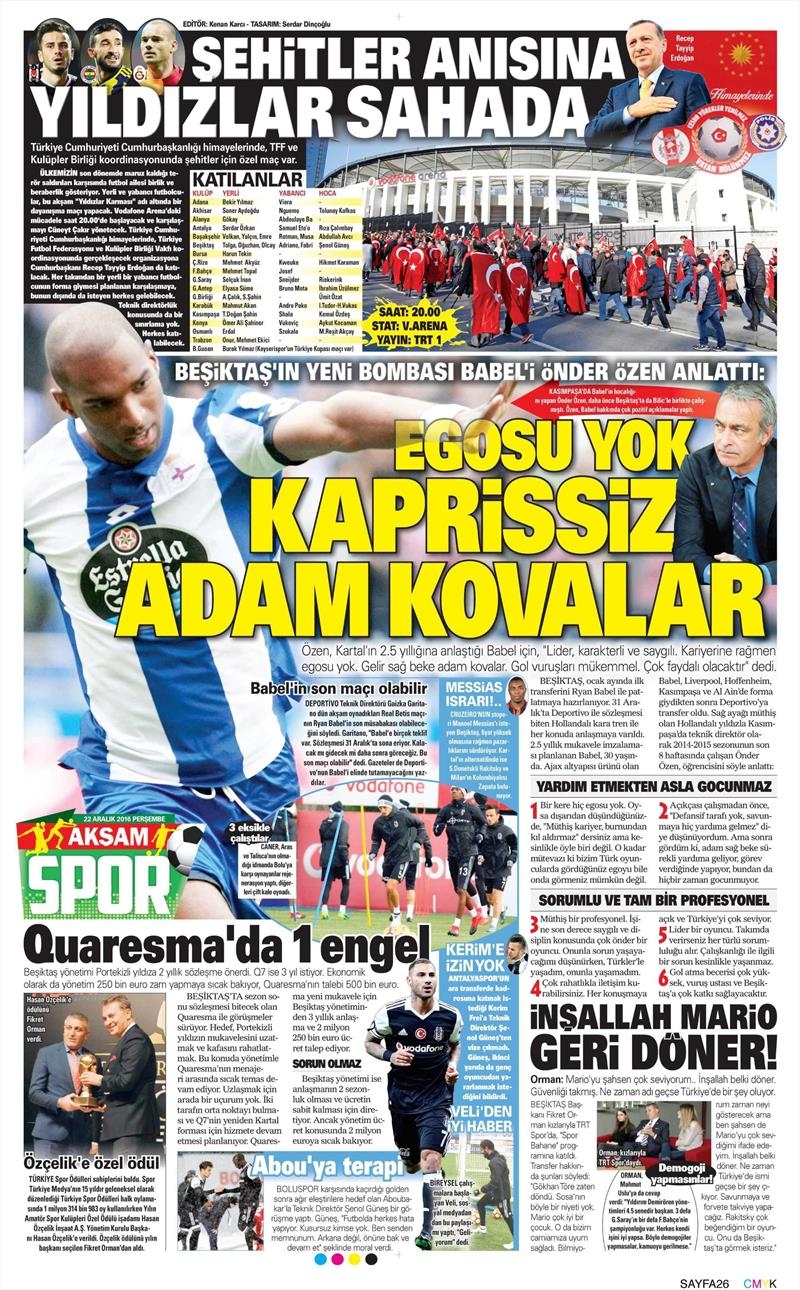 22 Aralık 2016 | İşte gazetelerin Beşiktaş manşetleri - Görsel 13