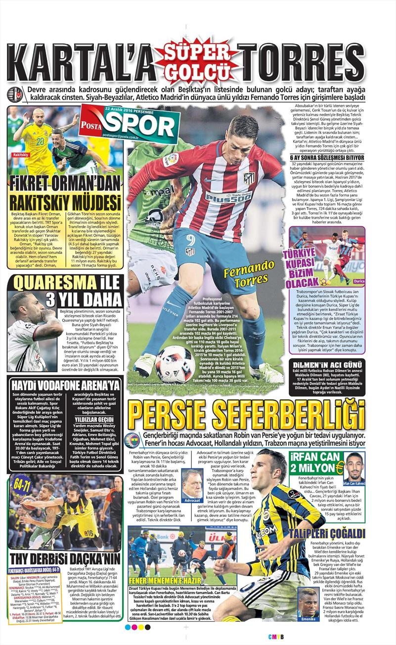 22 Aralık 2016 | İşte gazetelerin Beşiktaş manşetleri - Görsel 8
