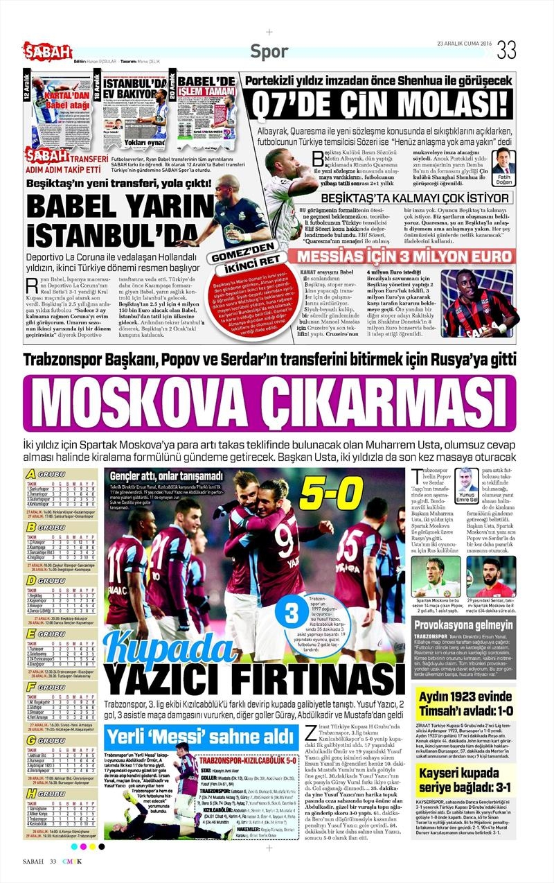 23 Aralık 2016 | İşte gazetelerin Beşiktaş manşetleri - Görsel 12