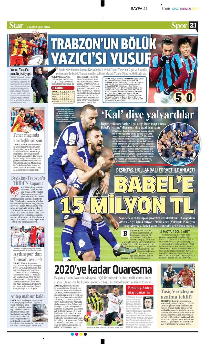 23 Aralık 2016 | İşte gazetelerin Beşiktaş manşetleri - Görsel 13