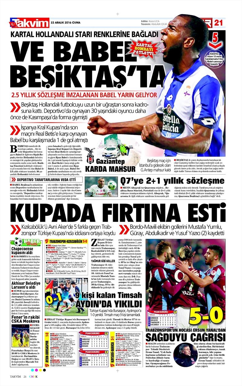 23 Aralık 2016 | İşte gazetelerin Beşiktaş manşetleri - Görsel 14