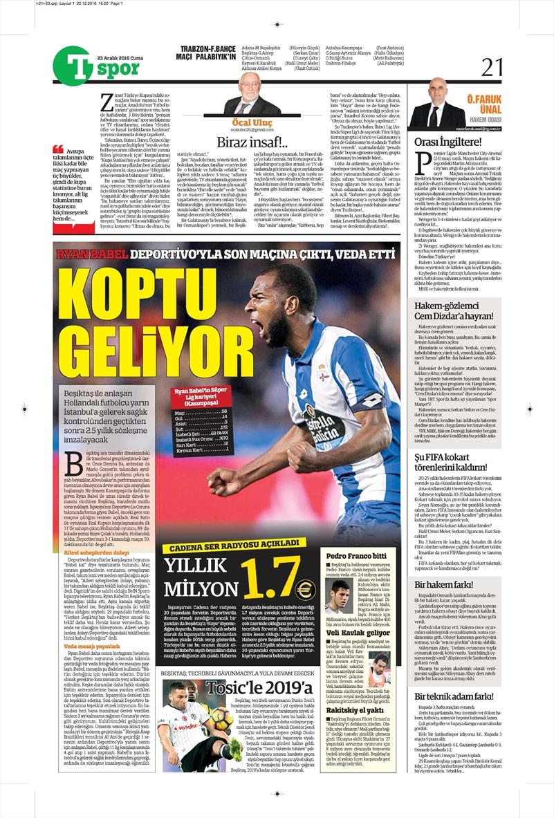 23 Aralık 2016 | İşte gazetelerin Beşiktaş manşetleri - Görsel 15