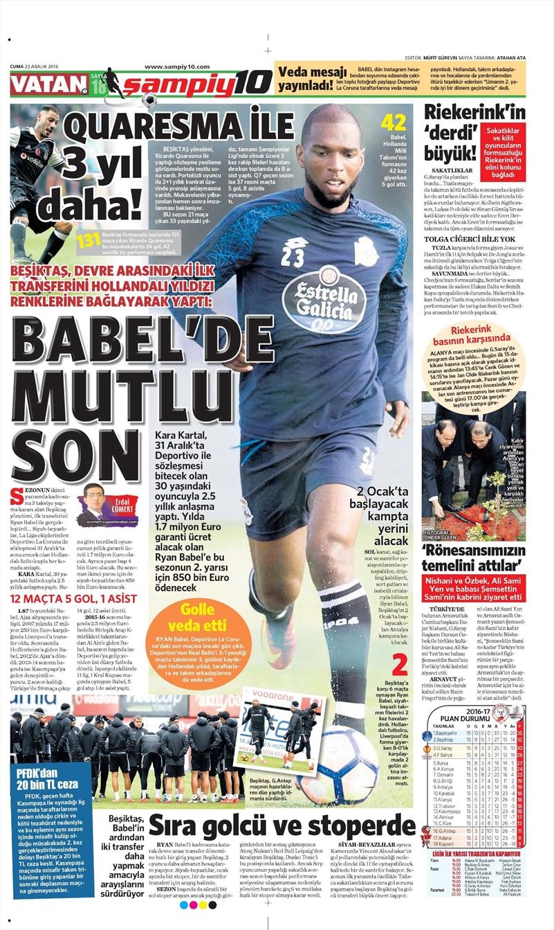 23 Aralık 2016 | İşte gazetelerin Beşiktaş manşetleri - Görsel 16