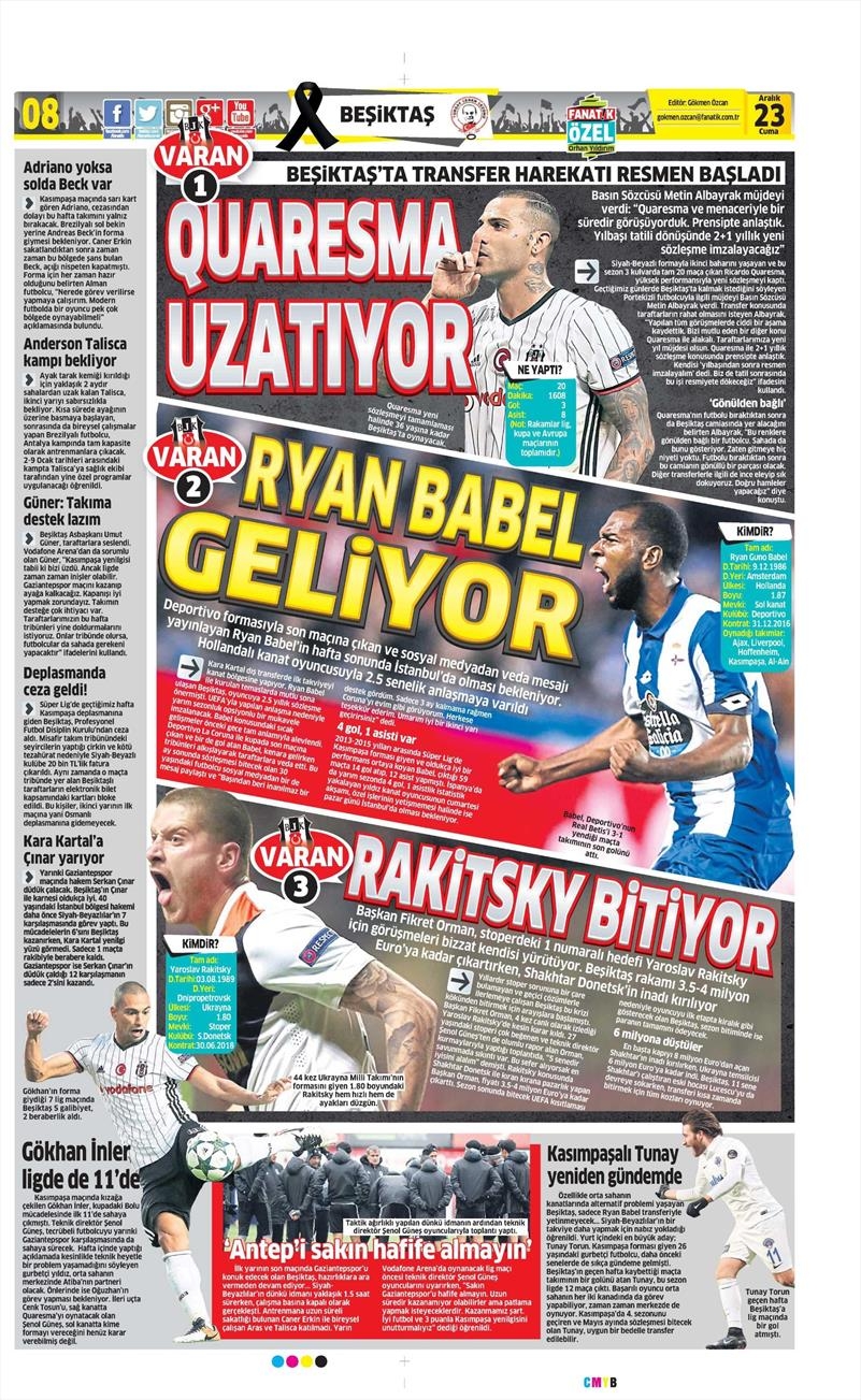 23 Aralık 2016 | İşte gazetelerin Beşiktaş manşetleri - Görsel 3