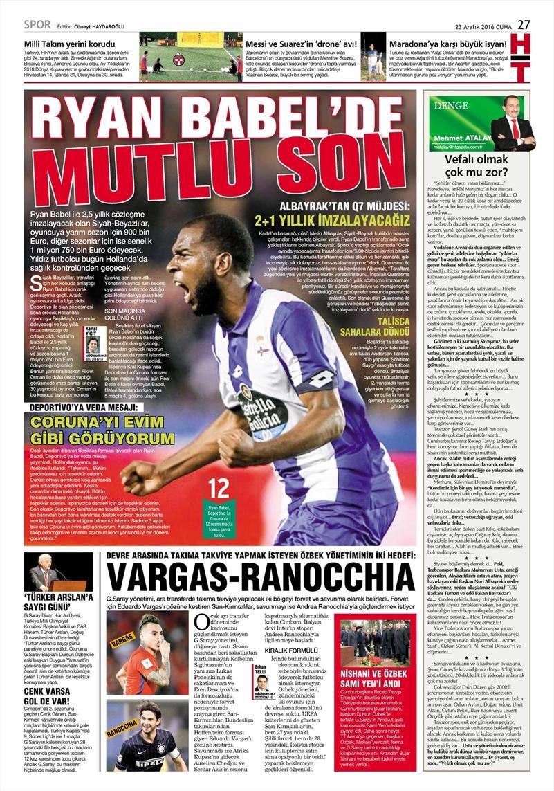 23 Aralık 2016 | İşte gazetelerin Beşiktaş manşetleri - Görsel 5
