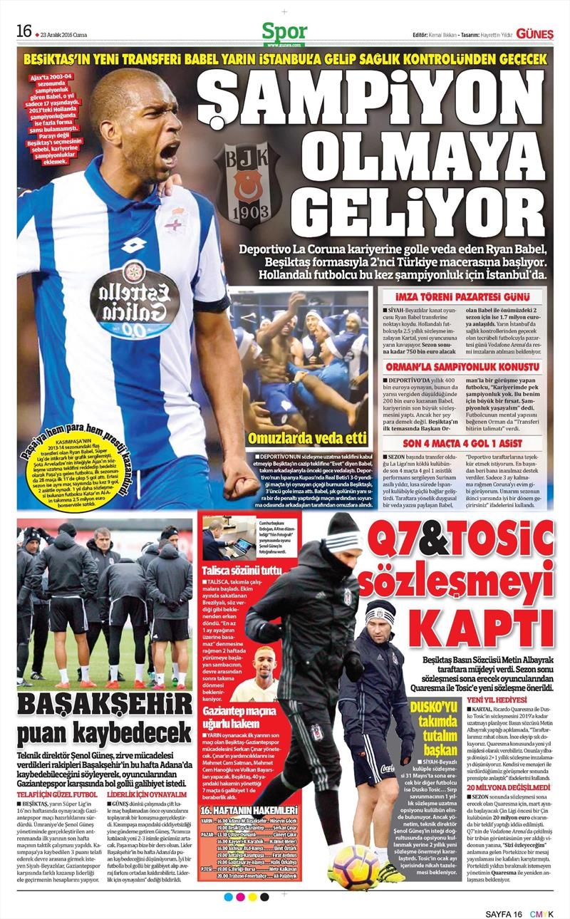 23 Aralık 2016 | İşte gazetelerin Beşiktaş manşetleri - Görsel 6