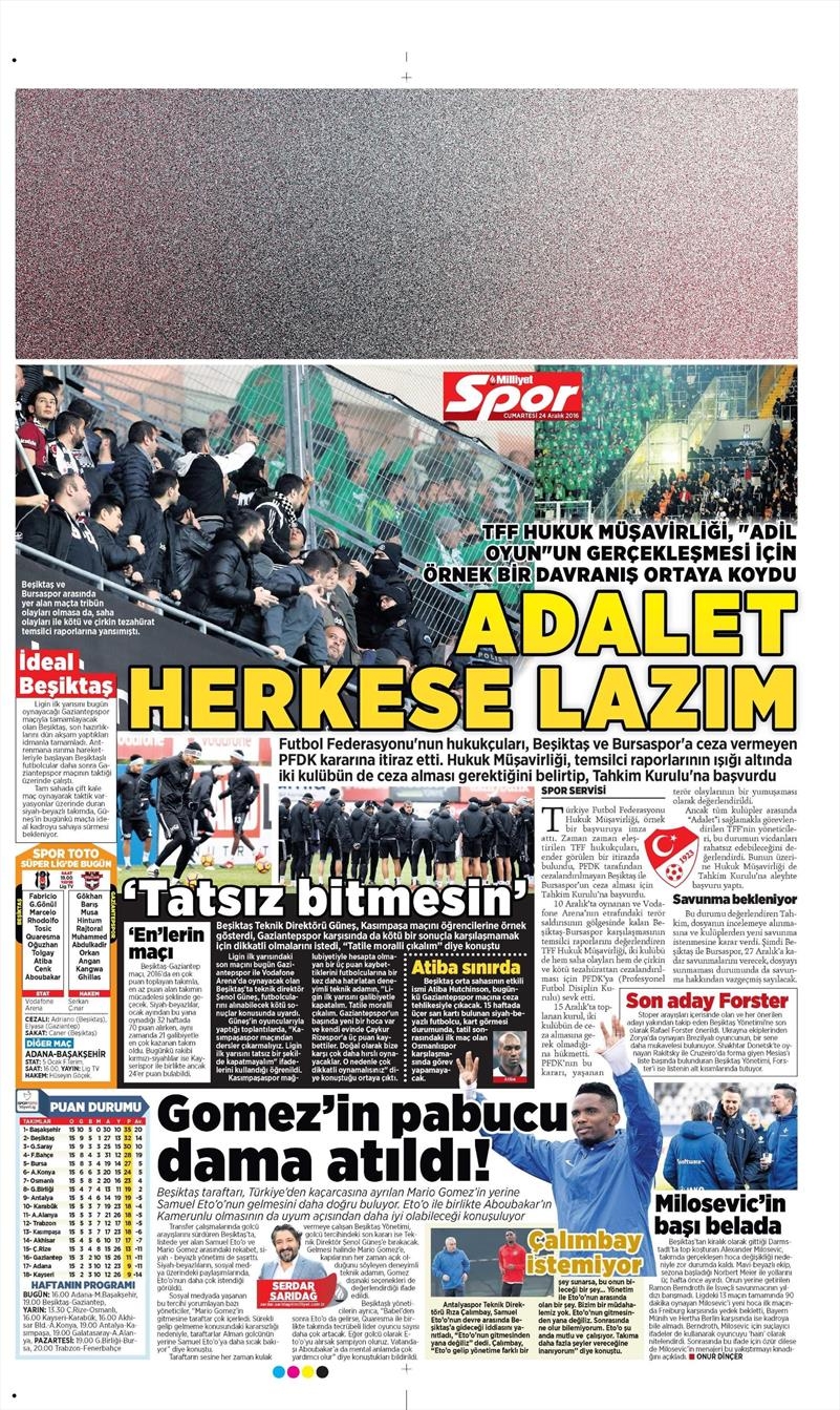 24 Aralık 2016 | İşte gazetelerin Beşiktaş manşetleri - Görsel 8