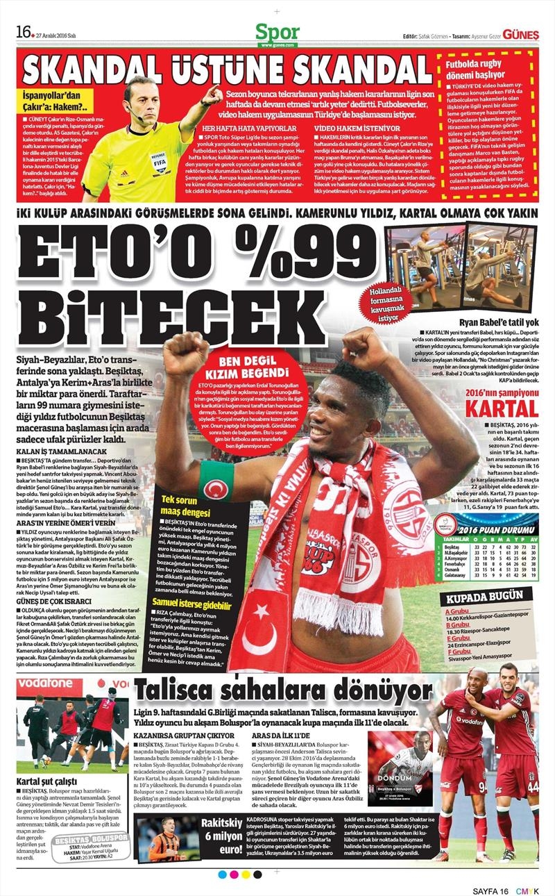27 Aralık 2016 | İşte gazetelerin Beşiktaş manşetleri - Görsel 7