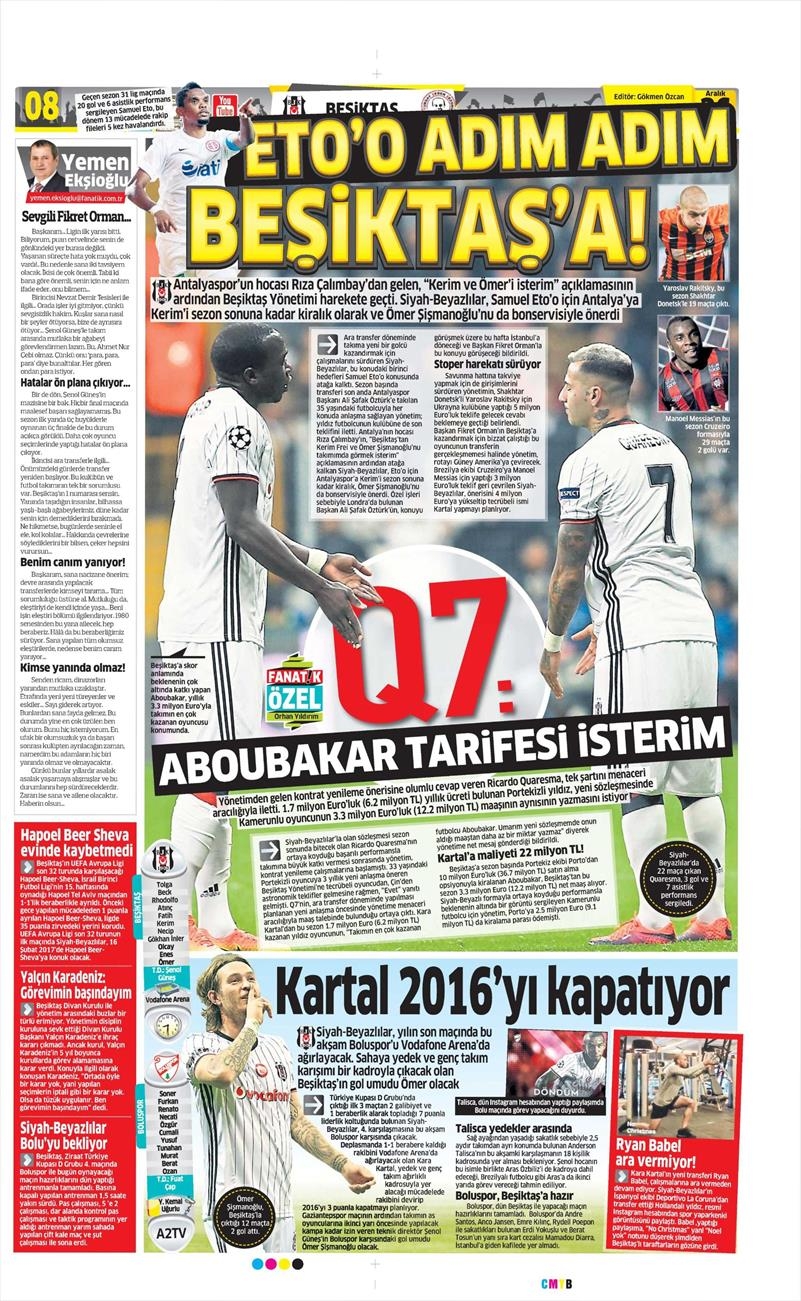 27 Aralık 2016 | İşte gazetelerin Beşiktaş manşetleri - Görsel 8