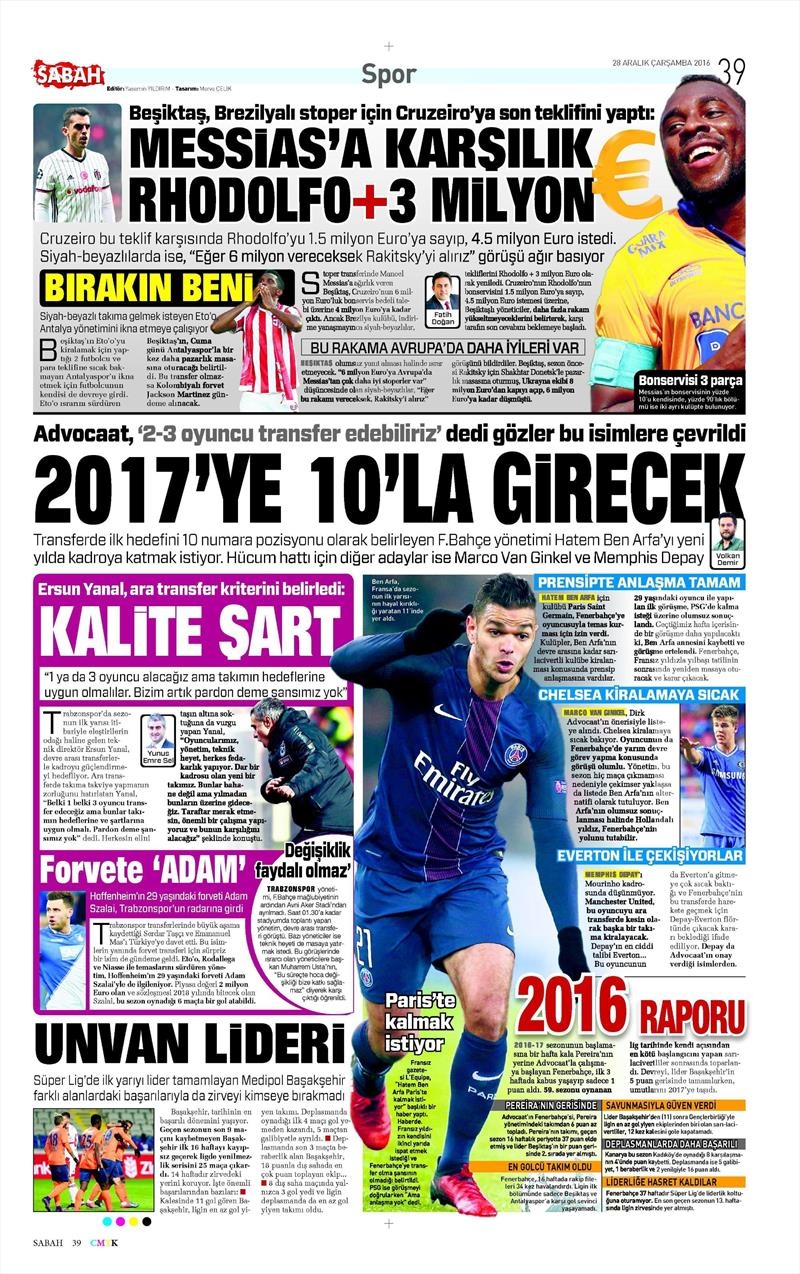 28 Aralık 2016 | İşte gazetelerin Beşiktaş manşetleri - Görsel 5