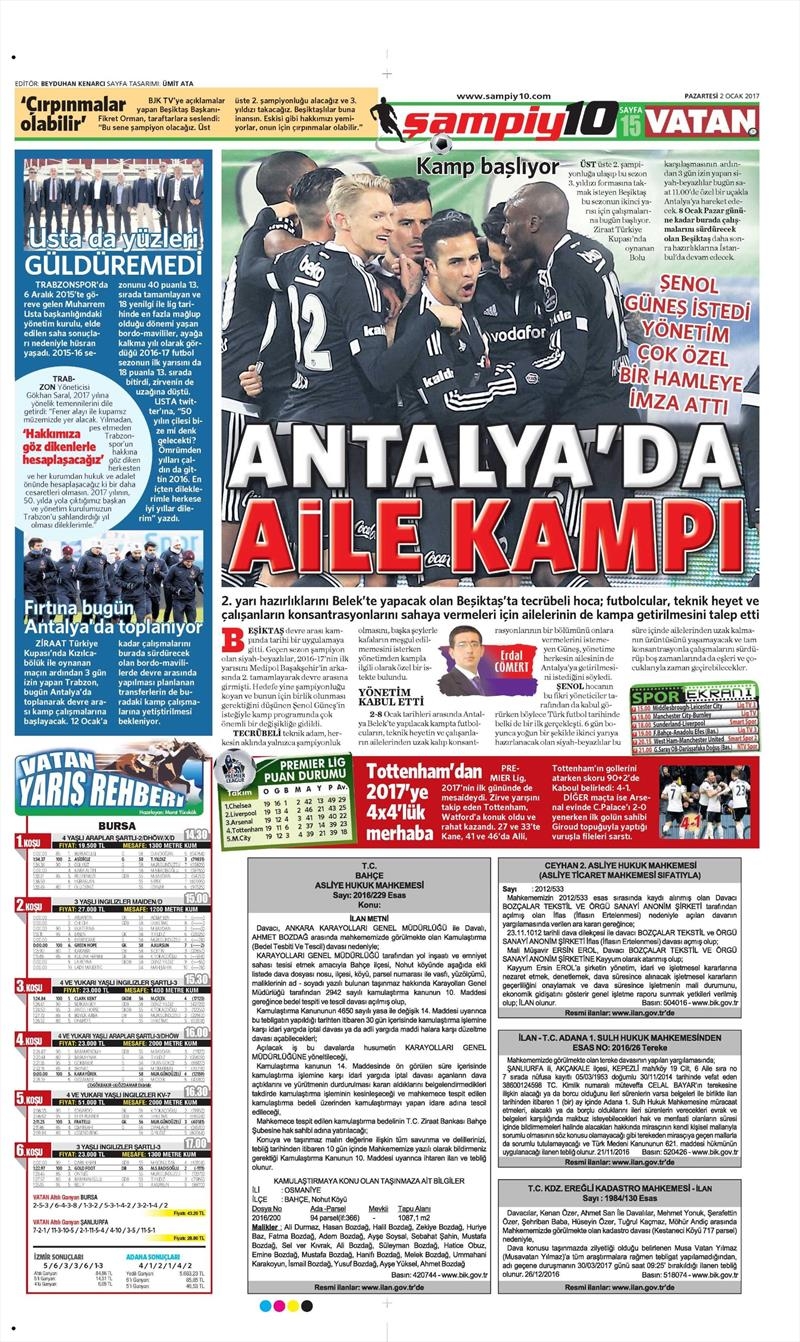 02 Ocak 2017 | İşte gazetelerin Beşiktaş manşetleri - Görsel 1