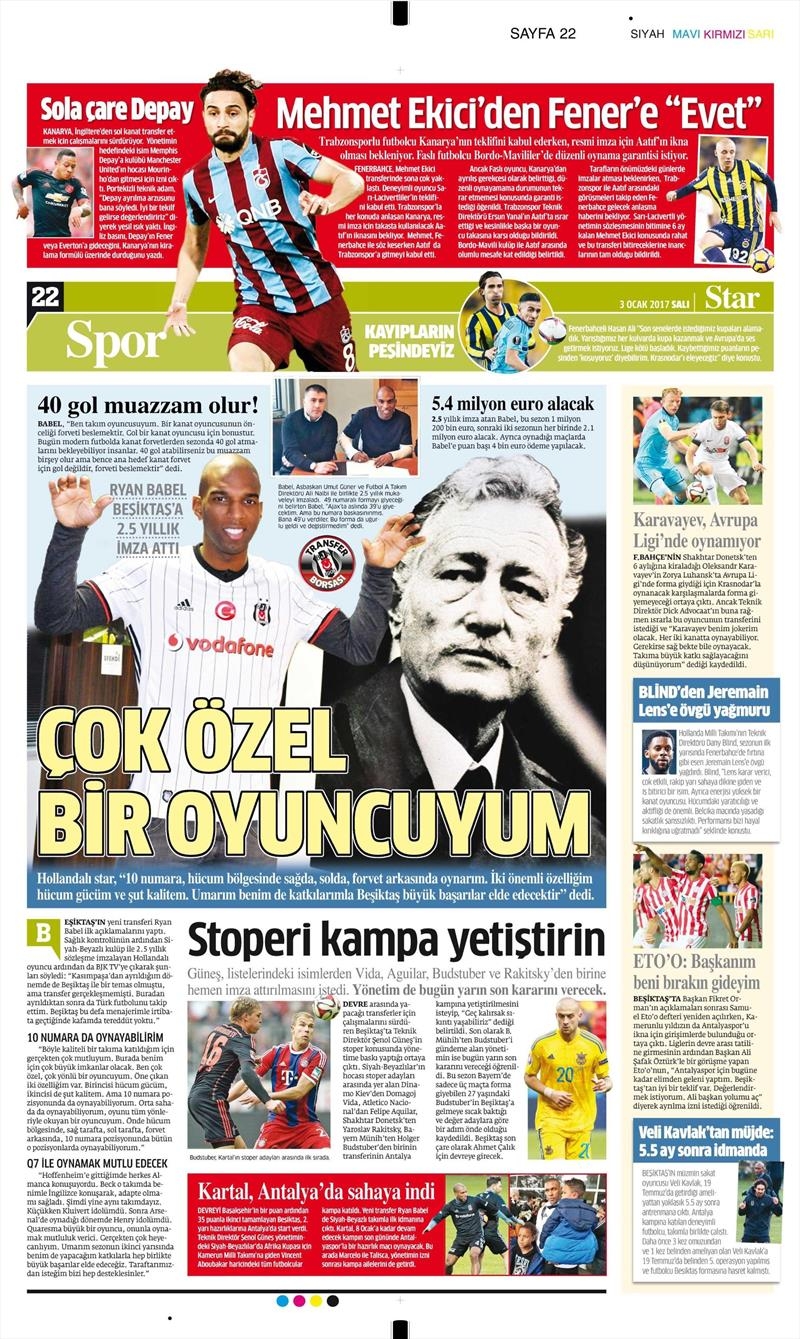 3 Ocak 2017 | İşte gazetelerin Beşiktaş manşetleri - Görsel 11