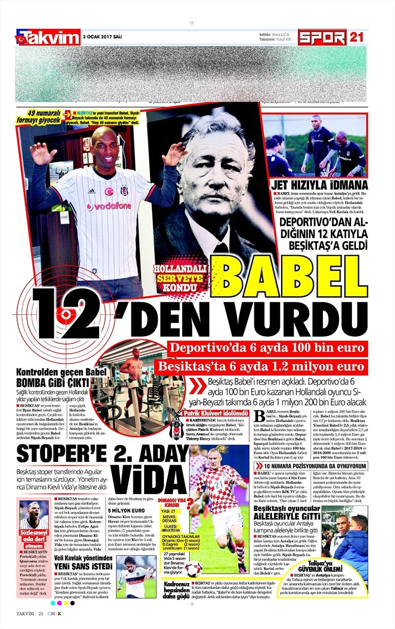 3 Ocak 2017 | İşte gazetelerin Beşiktaş manşetleri - Görsel 12
