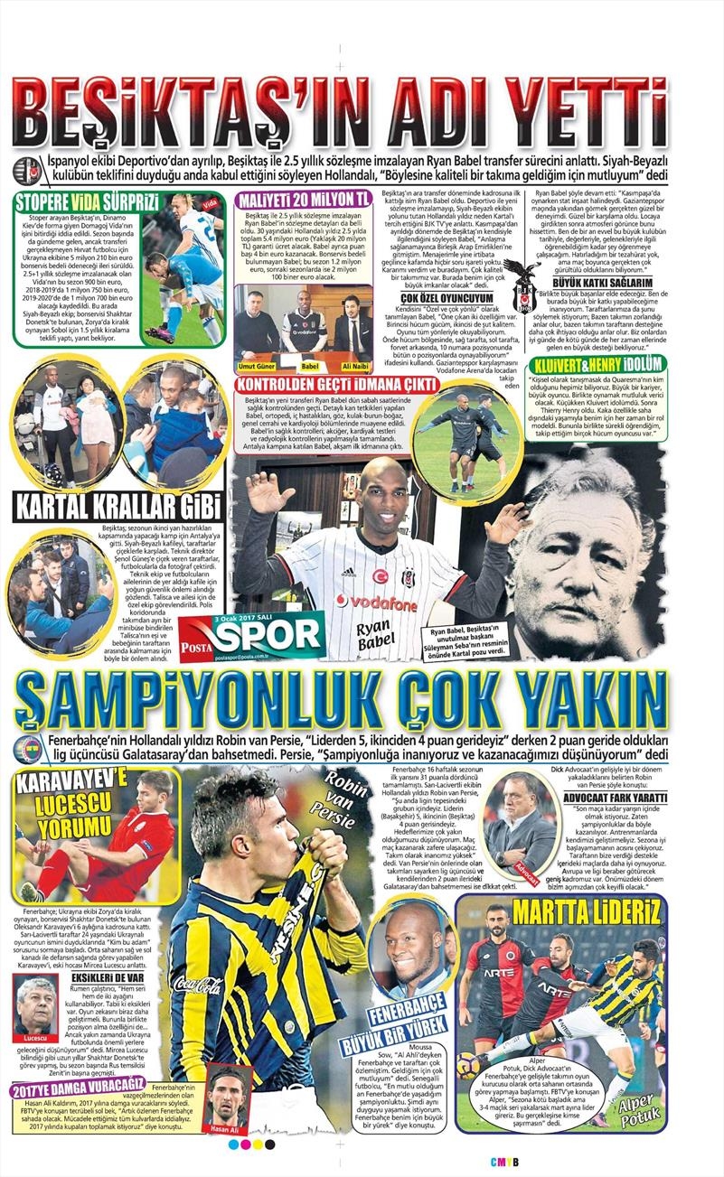 3 Ocak 2017 | İşte gazetelerin Beşiktaş manşetleri - Görsel 9