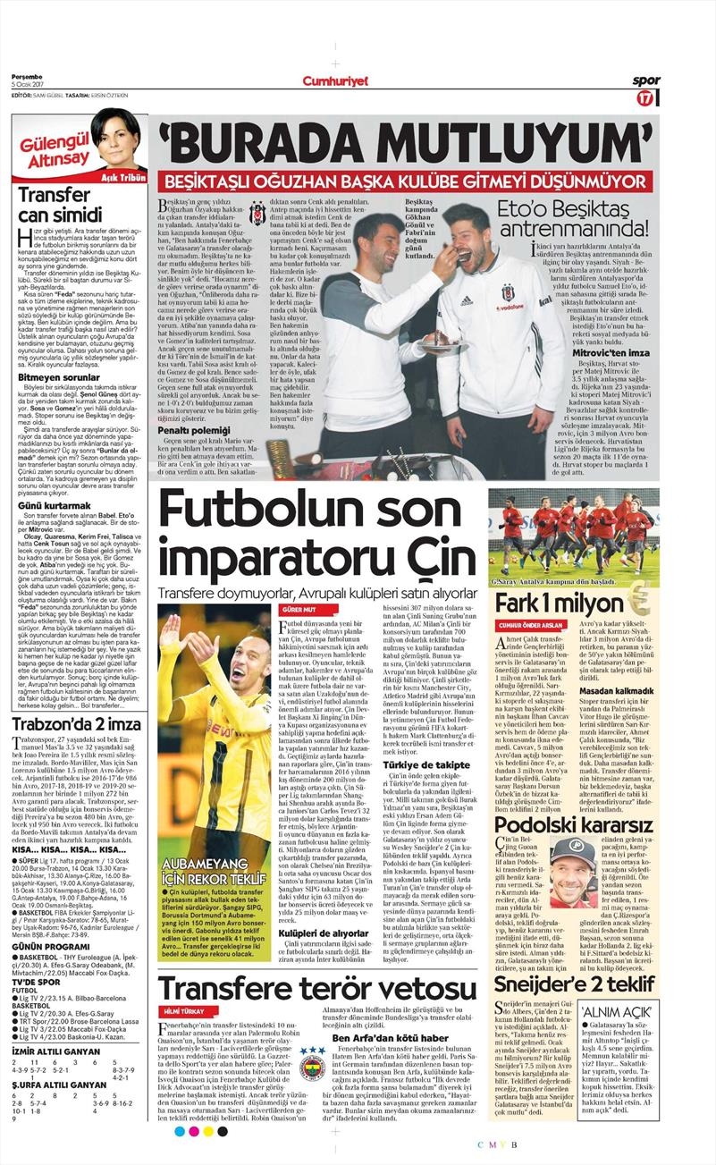 5 Ocak 2017 | İşte gazetelerin Beşiktaş manşetleri - Görsel 1