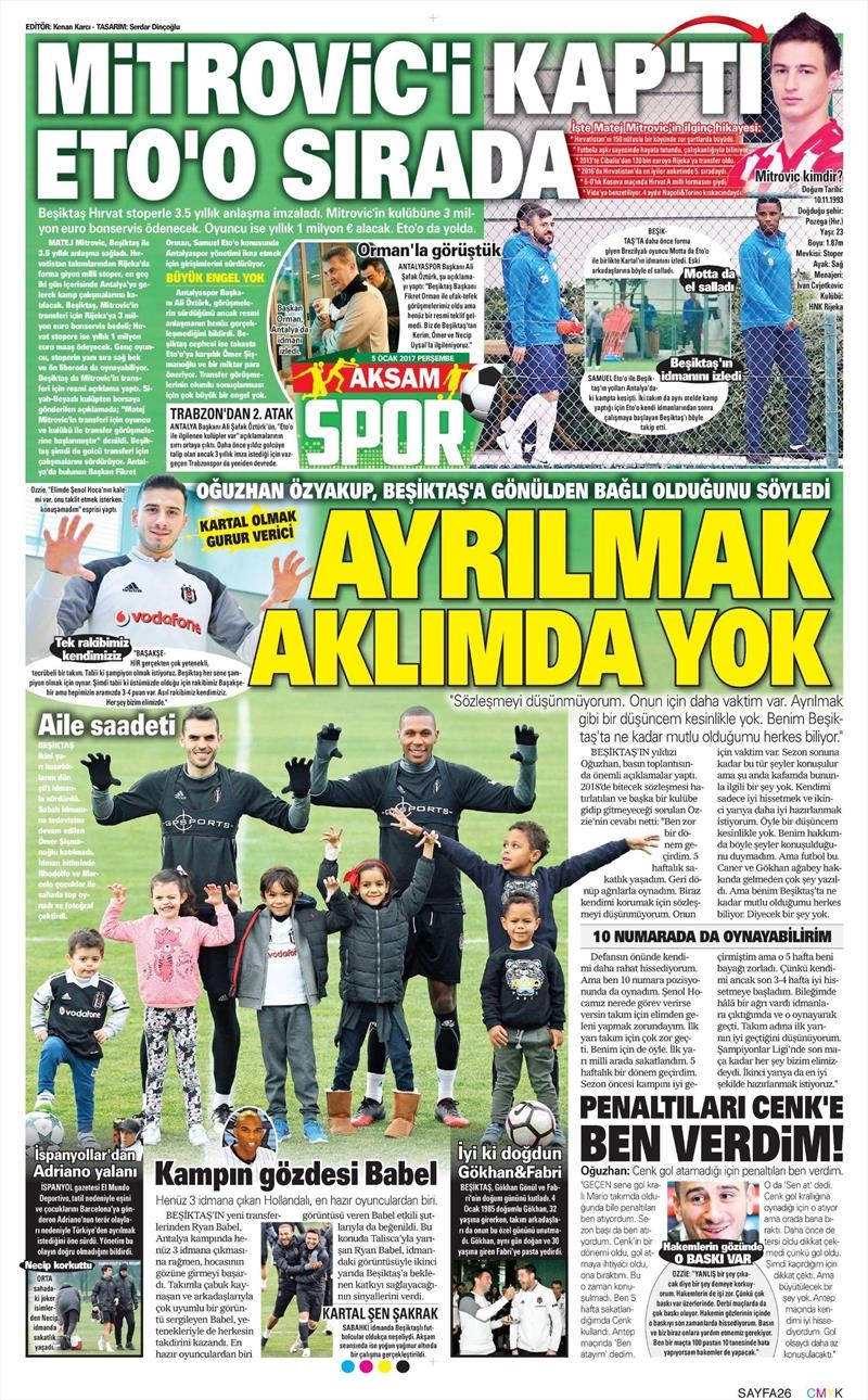 5 Ocak 2017 | İşte gazetelerin Beşiktaş manşetleri - Görsel 12