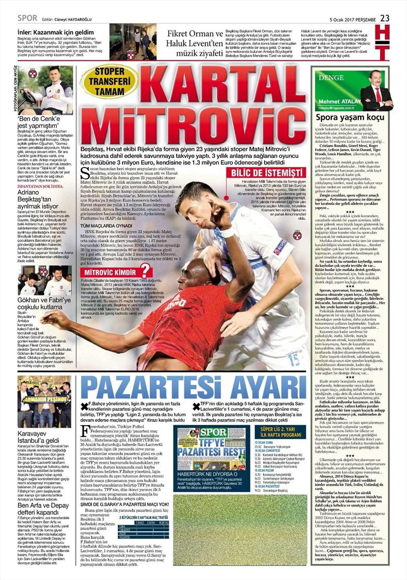 5 Ocak 2017 | İşte gazetelerin Beşiktaş manşetleri - Görsel 13
