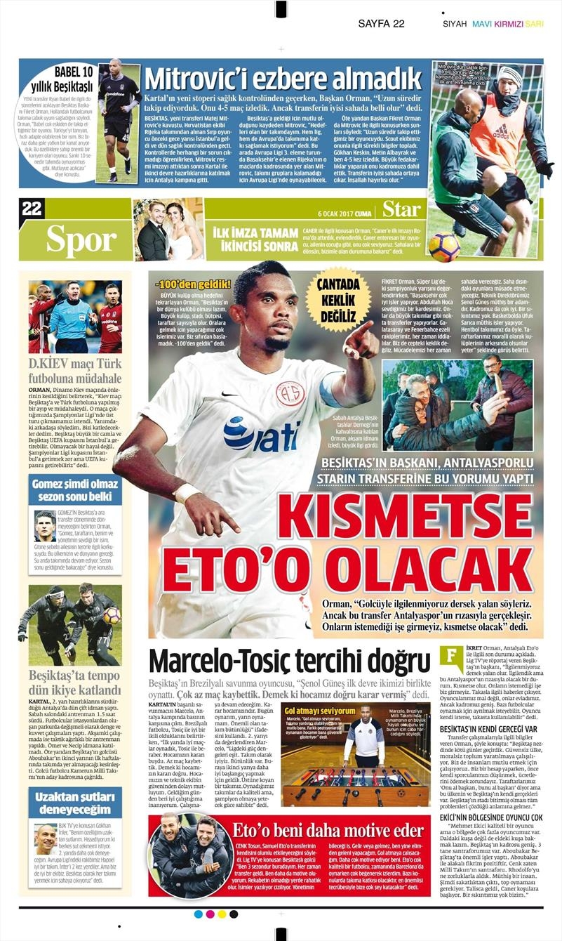 6 Ocak 2017 | İşte gazetelerin Beşiktaş manşetleri - Görsel 11