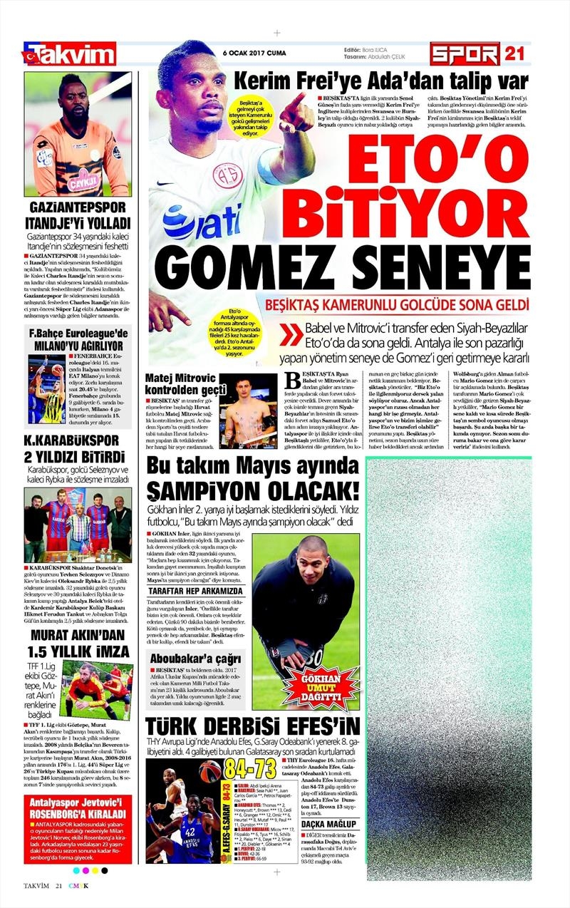 6 Ocak 2017 | İşte gazetelerin Beşiktaş manşetleri - Görsel 12