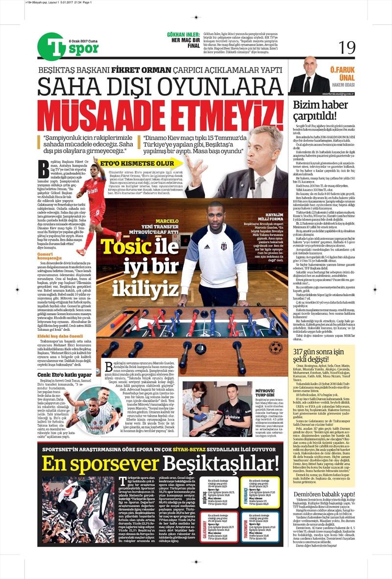 6 Ocak 2017 | İşte gazetelerin Beşiktaş manşetleri - Görsel 13
