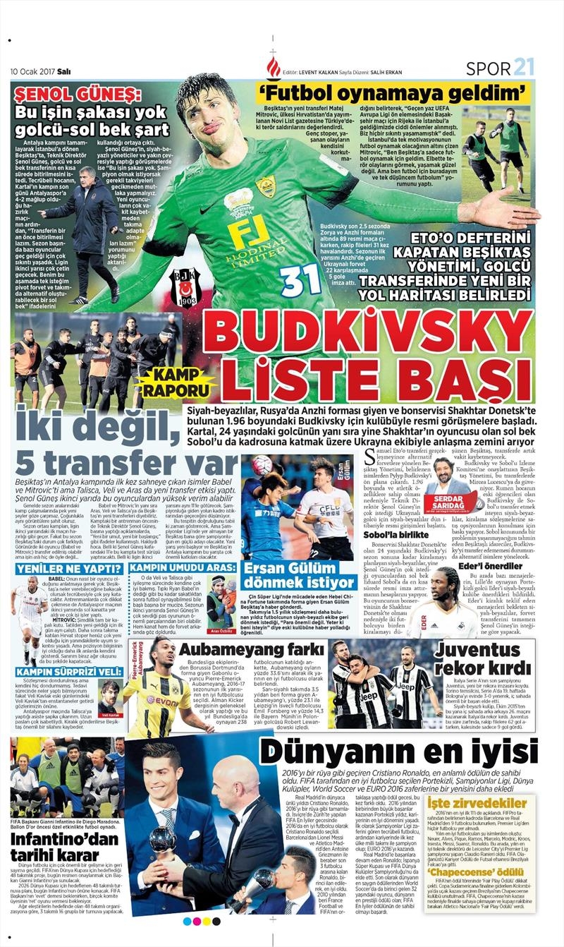 10 Ocak 2017 | İşte gazetelerin Beşiktaş manşetleri - Görsel 10