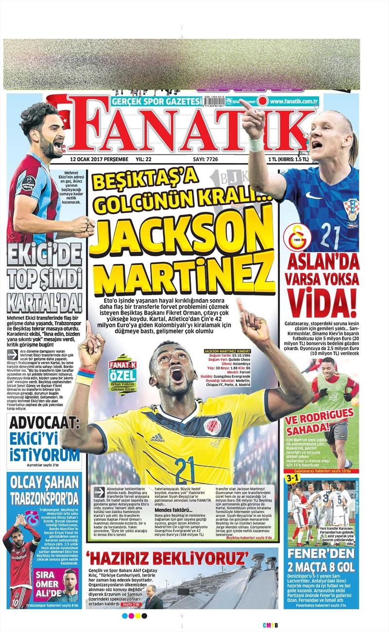 12 Ocak 2017 | İşte gazetelerin Beşiktaş manşetleri - Görsel 1