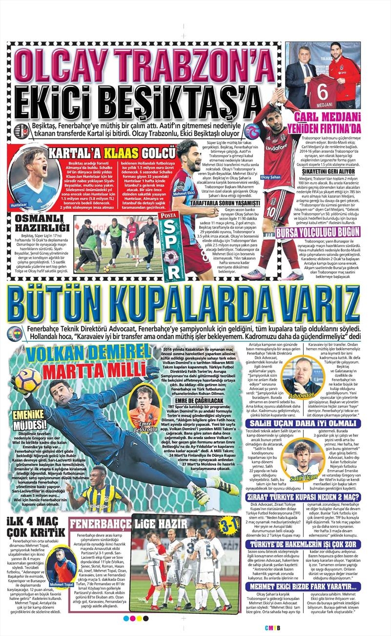 12 Ocak 2017 | İşte gazetelerin Beşiktaş manşetleri - Görsel 10