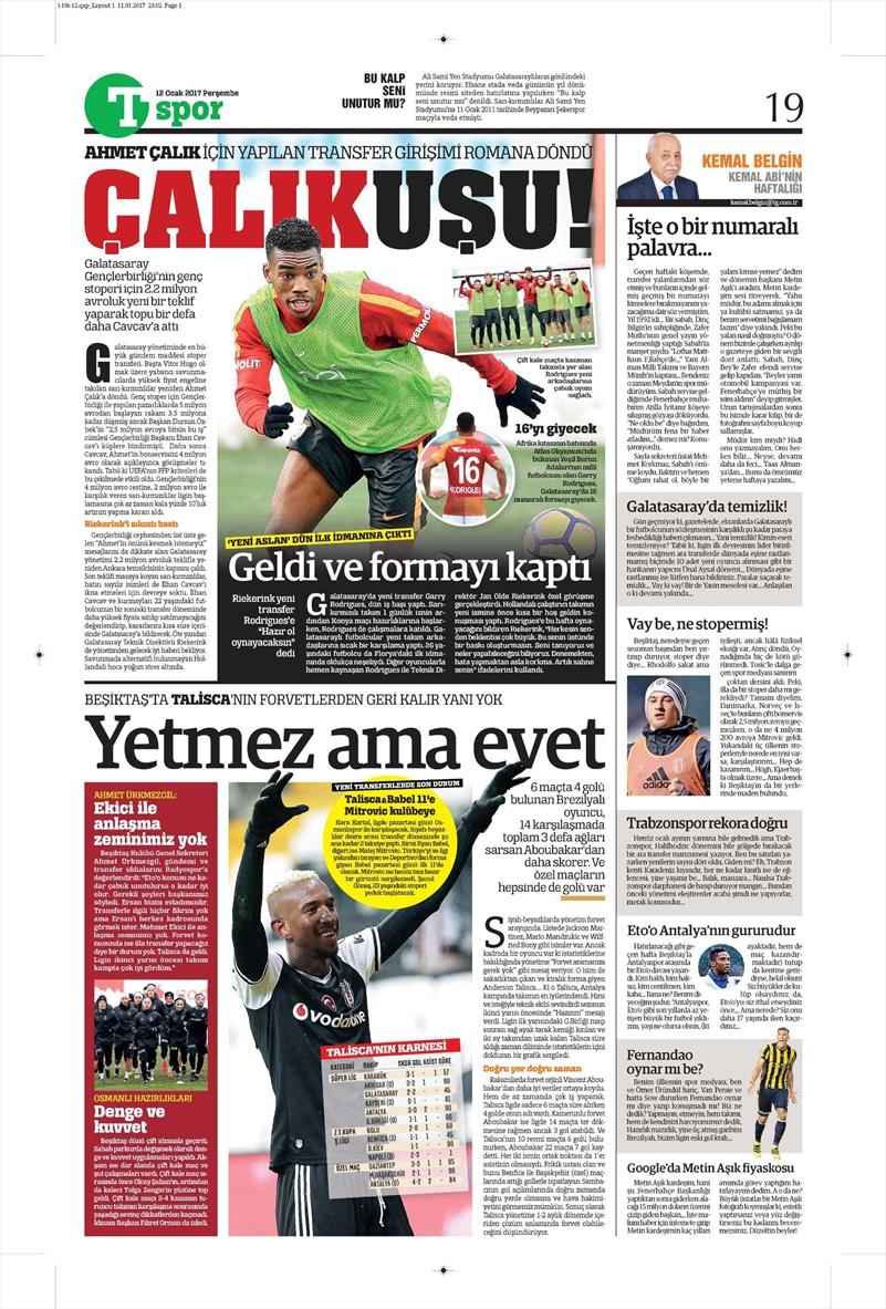 12 Ocak 2017 | İşte gazetelerin Beşiktaş manşetleri - Görsel 16