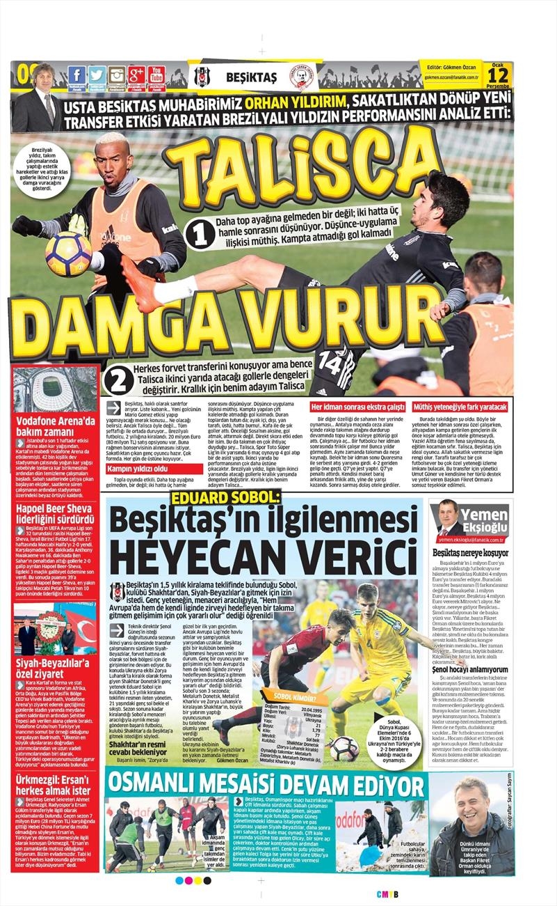12 Ocak 2017 | İşte gazetelerin Beşiktaş manşetleri - Görsel 2