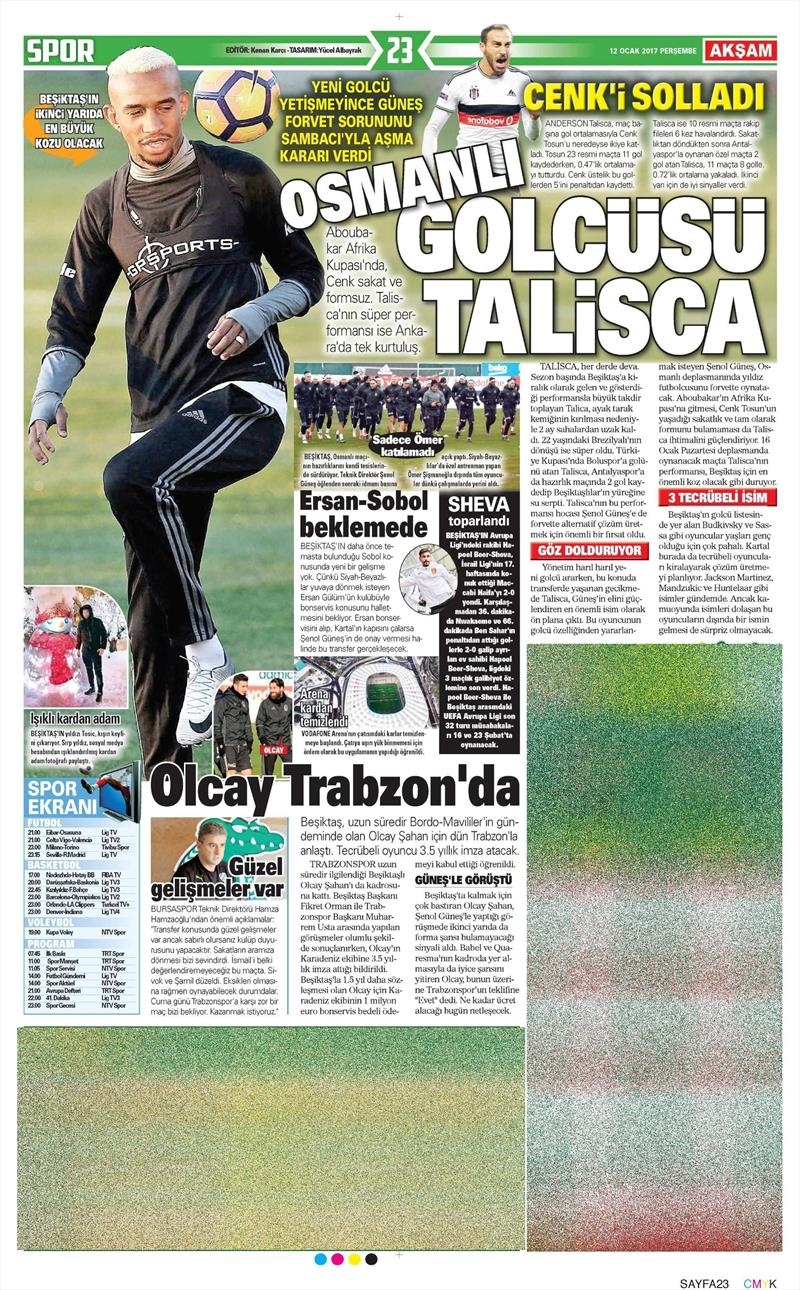 12 Ocak 2017 | İşte gazetelerin Beşiktaş manşetleri - Görsel 3